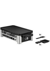 WMF Raclette-Grill , Edelstahlfarben , Metall , 24x13.2x44 cm , Kontrollleuchte, antihaftbeschichtete Raclette-Pfännchen, regelbarer Thermostat, rutschfeste Füße , Kochgeschirr, Tischgrills & Fondues, Raclette-Grills