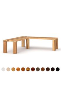 Eckbank Kernesche nach Maß solide Esche mit buntem Kern Massivholz nachhaltig und einzigartig plus Stahlgestell handgefertigt bei Ricon