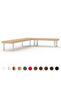 Eckbank mit Polster Leder im Konfigurator cream farben kombiniert mit Lehne auch Eck Variante mit Stoff oder Alcantara premium Ricon