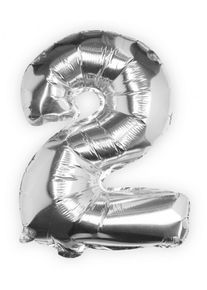 Ginger Ray Silver number 2 foil balloon 40cm