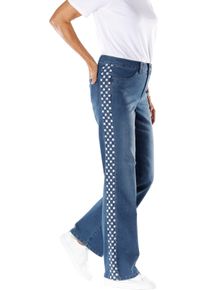 Dames Jeans met ajourwerk blue-stonewashed Maat 52