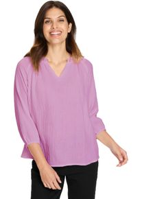 Damen Schlupf-Bluse mit Rüschen am Ausschnitt orchidee Größe 56