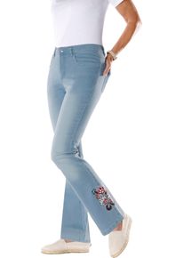 Dames Bootcut-jeans met borduurmotief op de pijp blue-bleached Maat 52