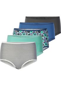 Dames Tailleslip met elastische band 2x bedrukt + jeansblauw + blauwgroen + grafiet Maat 36/38
