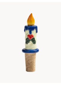 &k Amsterdam Hand-Painted Dolomite Bottle Stopper Candle Blue, Orange, White Ceramic Ø 4 x H 11 cm
