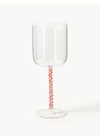 Copos de vinho tinto em vidro de borosilicato artesanais Neve, conjunto de 4 Vermelho, Transparente, Branco Vidro Ø 8 x Alt 21 cm, 360 ml | Westwing