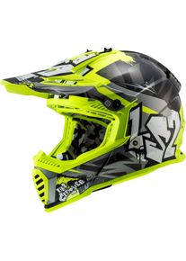 LS2 MX437J Fast Evo II Crusher, casco cross bambini , colore: Nero/Giallo Fluo/Grigio , dimensione: S