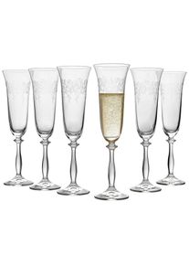 Novel Sektglas-Set , Klar , Glas , 6-teilig , 190 ml , Pantografieverzierung , Gl&auml;ser, Gl&auml;sersets
