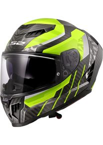 LS2 FF807 Dragon Carbon Trax, full face helmet , color: Black/Neon-Yellow/Grey , size: XL