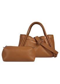 CLUTY , Henkeltasche »2 in 1«, echt Leder, Made in Italy , cognac