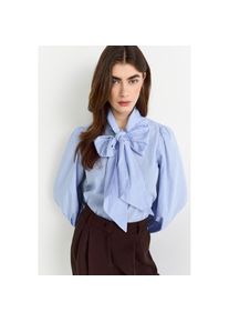 RICHROYAL , Karobluse mit Schleifenkragen, femininer Schnitt, Puffärmel , skyway blue , 34 , 34 , Langarmbluse von RichRoyal