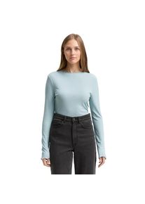 Tom Tailor Denim , Damen , Langarmshirt mit gewelltem Saum , Silver Cloud Blue , XXL (44) , XXL (44) , T-Shirt von Tom Tailor Denim