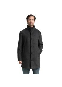 Tom Tailor, Herren, Wollmantel mit abnehmbarer Innenjacke, dark grey black herringbone, L, dark grey black herringbone, Mantel von Tom Tailor