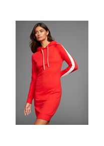 Laura Scott, Damen, Strickkleid mit Kontrastfarbakzenten und Kapuze, rot-wei&szlig;, N-Gr, 42 -N-Gr, rot-wei&szlig;, Strickkleid von Laura Scott