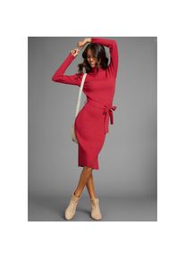 Laura Scott, Damen, Strickkleid mit Rollkragen und Bindeg&uuml;rtel, rot-melange, N-Gr, 48 -N-Gr, rot-melange, Elegantes Strickkleid von Laura Scott