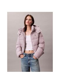 Calvin Klein Jeans, Damen, Steppjacke &raquo;MATTE MONOLOGO MW SHORT PUFFER&laquo; mit Kapuze Mit Rundhalsausschnitt, regular fit, Gull Gray, L (42), Gull Gray, 