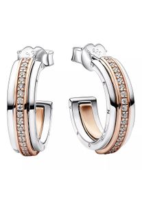 Pandora Gioielleria - Pandora Signature Two tone Logo & Pavé Hoop multi