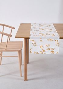 Bordløper i økologisk bomull med glanstrykk, beige, størrelse 180x30 cm, bonprix