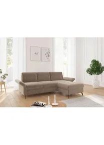 Sit & More Sit & More Ecksofa , Hellbraun , Textil , Ottomane rechts, L-Form , 251x164 cm , Goldenes M, Oeko-Tex® Standard 100, Made in Europe, DGM-Klimapakt , Schlafen auf Sitzhöhe, Rücken echt, Armteil links, Armteil rechts , Wohnzimmer, Sofas & Couches, Wohnlandschaften, Ecksofas