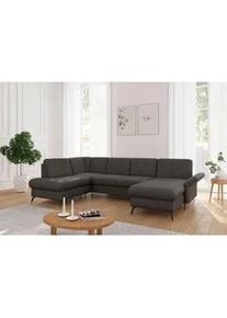 Sit & More Sit & More Wohnlandschaft , Graphitfarben , Textil , Ottomane links, U-Form , 314x195 cm , Goldenes M, Oeko-Tex® Standard 100, Made in Europe, DGM-Klimapakt , Schlafen auf Sitzhöhe, Rücken echt, Armteil rechts , Wohnzimmer, Sofas & Couches, Wohnlandschaften, Wohnlandschaften in U-Form