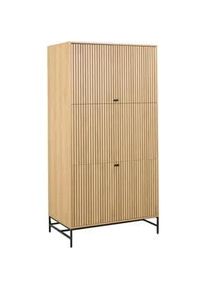 Drehtürenschrank , Schwarz, Eichefarben , Holzwerkstoff , Eiche , furniert , 6 Fächer , 99x200x60 cm , Fsc , Typenauswahl, Beimöbel erhältlich , Schlafzimmer, Komplette Schlafzimmer und Serien, Schlafzimmerserien