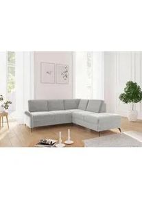 Sit & More Sit & More Ecksofa , Hellgrau , Textil , Ottomane rechts, L-Form , 240x216 cm , Goldenes M, Oeko-Tex® Standard 100, Made in Europe, DGM-Klimapakt , Rücken echt, Armteil links , Wohnzimmer, Sofas & Couches, Wohnlandschaften, Ecksofas