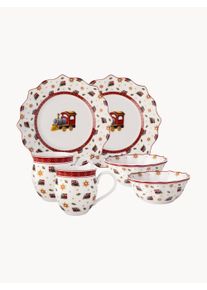 Villeroy & Boch Villeroy & Boch Julemorgenmadssæt Toy's Delight, 2 personer, sæt af 6 Blå, Rød, Hvid Porcelæn 2 personer (6 dele)