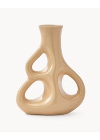 POLSPOTTEN Ręcznie wykonany wazon z ceramiki Three Ears, W 21 cm Beżowy Ceramika Ø 17 x W 21 cm