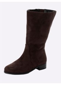 sheego Damen Weitschaftstiefel in Wildleder-Optik in schoko ,Größe 37, Witt, 100% Polyurethan