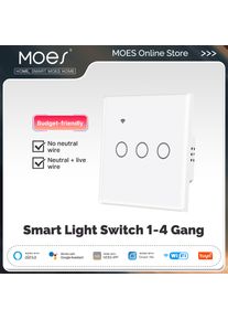 Tuya WiFi Smart Light Switch Glass Touch Control Fireproof No Neutral Wire Required Remote Control Work With Alexa Google Home