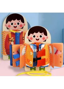 Montessori Toys Early Education Children Life Skills Tying Shoelaces Zipper Buckles Wooden Multi-layer Busy Board Puzzle Gift
