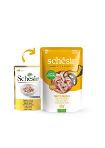 12x85 g Schesir Cat Complete Thunfisch mit Huhn in Jelly