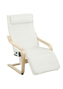 HOMCOM Poltrona Relax con Poggiapiedi Regolabile Crema e Legno