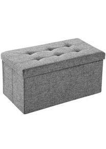 TecTake Cassapanca pouf pieghevole in poliestere con contenitore, 76 x 38 x 38 cm - grigio chiaro - 402238