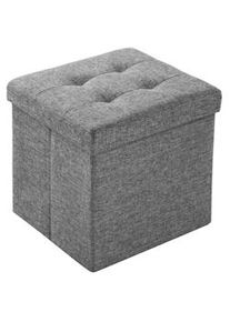 TecTake Pouf contenitore pieghevole in poliestere con contenitore 38 x 38 x 38cm - grigio chiaro - 402237