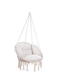 Detex Silla colgante crema 80x60x140cm redonda con cojines
