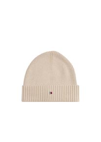 Tommy Hilfiger , Strickmütze »TH FLAG PIMA COTTON BEANIE«, mit Logostickerei , Classic Beige