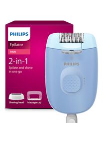 Philips , Epilierer »Series 4000«, 2 St. Aufsätze, kompakter Epilierer mit Kabel und LED-Licht, inkl. Massageaufsatz , blau , Sanft zur Haut: Der...