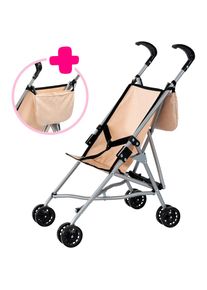 BAYER , Puppenbuggy, mit Tasche , Schleife beige
