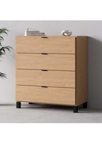 VOX, Kommode &raquo;SIMPLE Sideboard mit 4 Schubladen, Ma&szlig;e B/T/H: 90/47/94, 5 cm&laquo; Soft-Close Function, mit schwarzen Metallgriffe, eiche, Spanplatte, B/H/T
