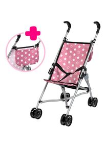 BAYER , Puppenbuggy, mit Tasche , Sterne altrosa