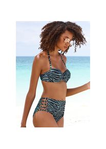 Venice Beach , Bügel-Bandeau-Bikini-Top »Riella« in Animal-Optik , schwarz-oliv , Cup C , 34 -Cup C , 34 , Bedruckt - Jedes Teil ein Unikat