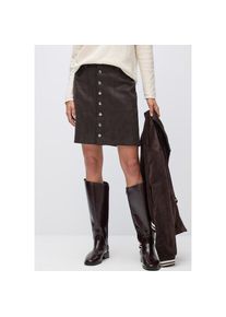 Street One , Minirock Velour mit Stretch und mit Knopfleiste vorne , deep roast brown , 38 , 38 , Knielanger Velourrock von Street One