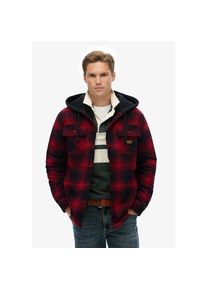 Superdry, Herren, Langarmhemd &raquo;SURPLUS HOODED CHECK SHIRT&laquo;, Over Ombre Red, N-Gr, L -N-Gr, Over Ombre Red, Cooles Karohemd mit Kapuze von Superdry
