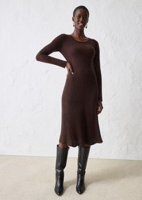 bonprix Sukienka dzianinowa z wełny merino, brązowy, 48/50