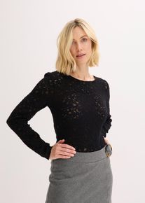 bonprix Femei Body din dantelă cu suprafață pufoasă, negru, 56/58