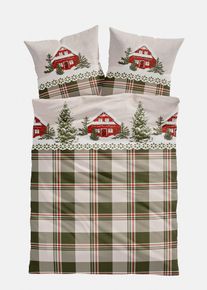 bonprix Lenjerie de pat cu design de iarnă, verde, 1x 80/80 cm, 1x 135/200 cm