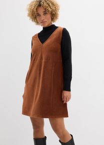 bonprix Sukienka ogrodniczka ze sztruksu, brązowy, 52/54