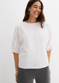 Bluse i 100% bomull, hvit, størrelse 46, bonprix