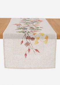 Bordløper med bladtrykk, beige, størrelse 30x180 cm, bonprix